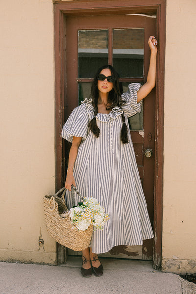 good luck puff sleeve dress // blue stripes *zoco exclusive*