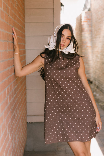 sicily linen mini dress // mocha dot *zoco exclusive*
