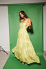 a flowy v-waist green dress with a sleek scoop neckline + subtle floral print. the perfect vintage-inspired maxi dress for weddings, bridal showers, + garden parties.
