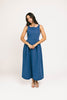 a vintage-inspired denim dress with a boat neckline + a v-shaped waistline. the perfect denim midi dress for family pictures, brunch dates, + special occasions. 
