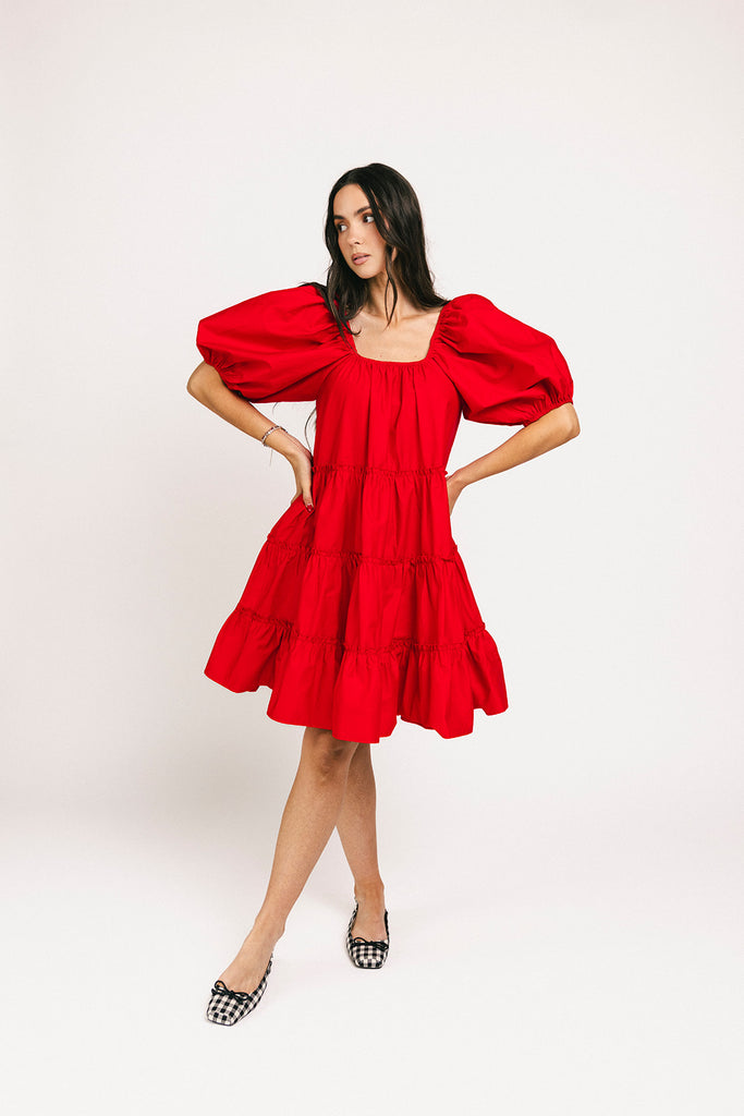 short daymaker dress // red poplin *zoco exclusive*