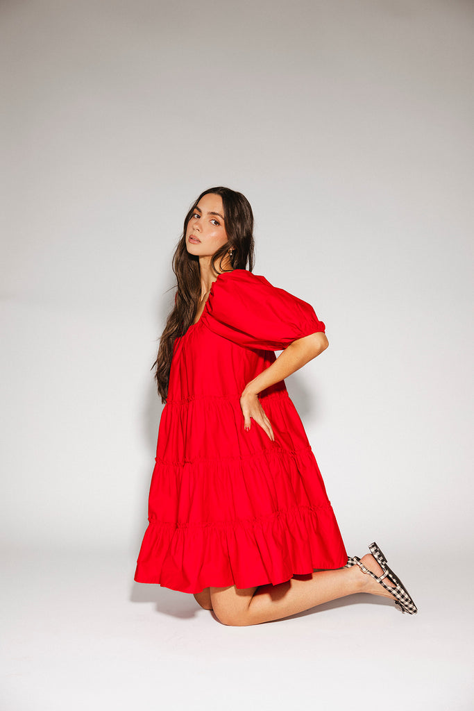 short daymaker dress // red poplin *zoco exclusive*