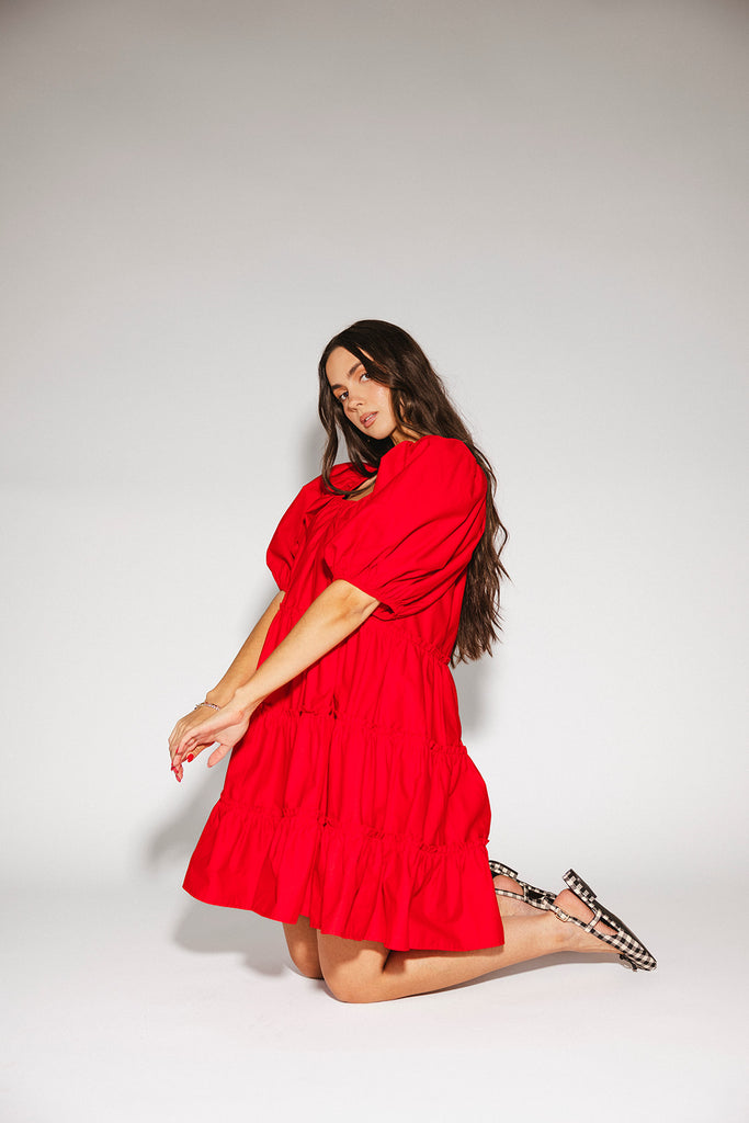 short daymaker dress // red poplin *zoco exclusive*