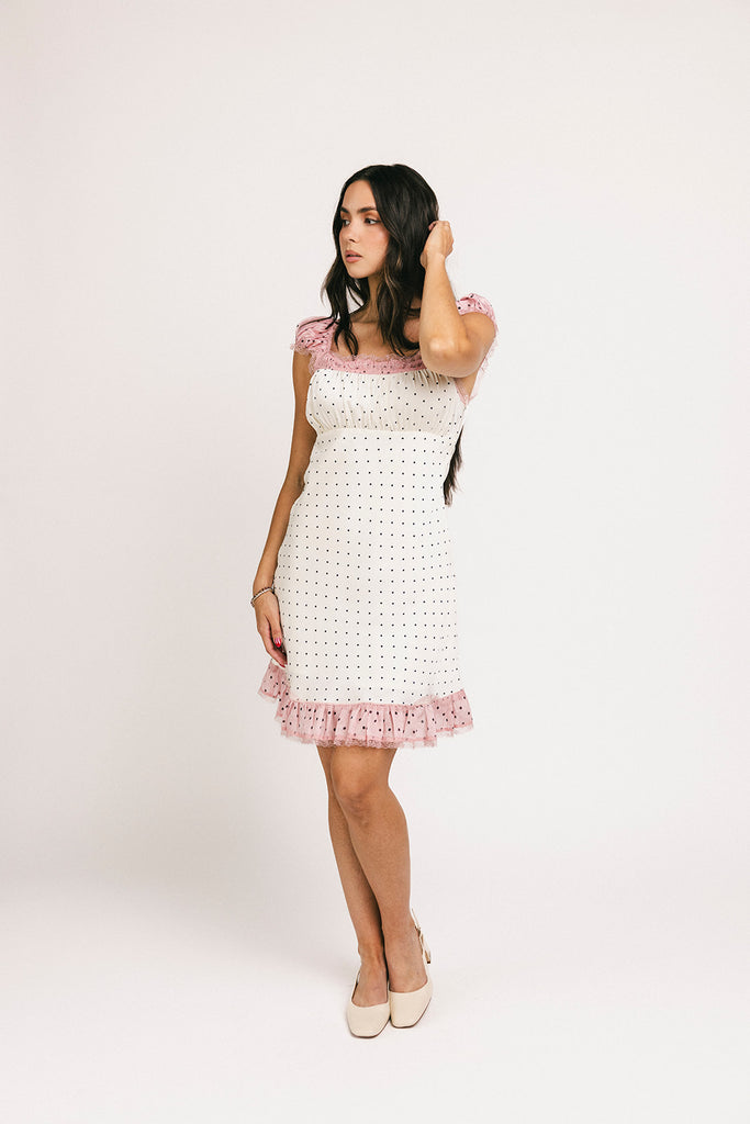 hadley mini dress + scarf // pink polka dot *zoco exclusive*