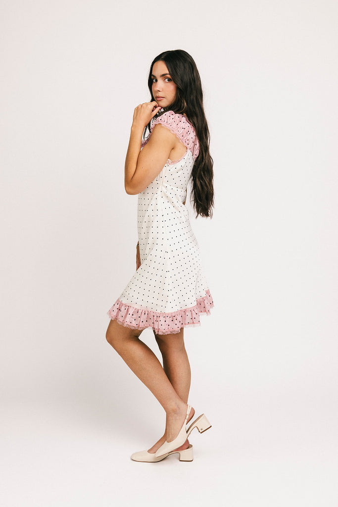 hadley mini dress + scarf // pink polka dot *zoco exclusive*