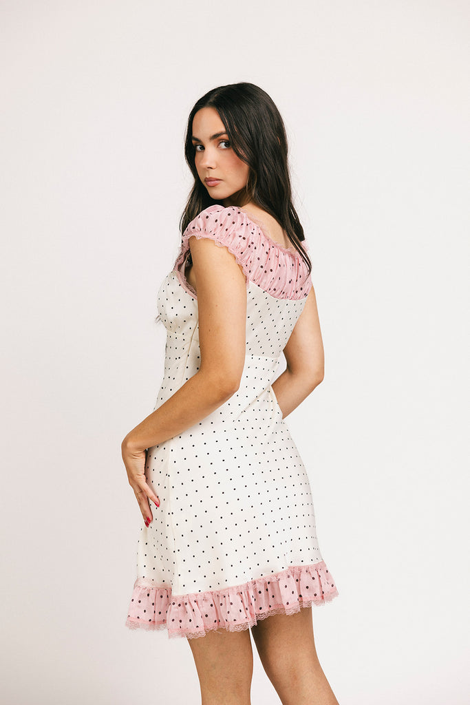 hadley mini dress + scarf // pink polka dot *zoco exclusive*