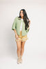 light green short sleeve cardigan with a slouchy, relaxed fit. perfect for casual outfits + lightweight layering.
