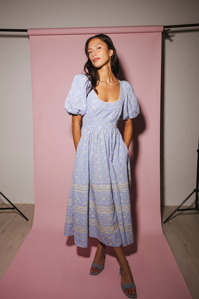 wren midi dress // blue *zoco exclusive*