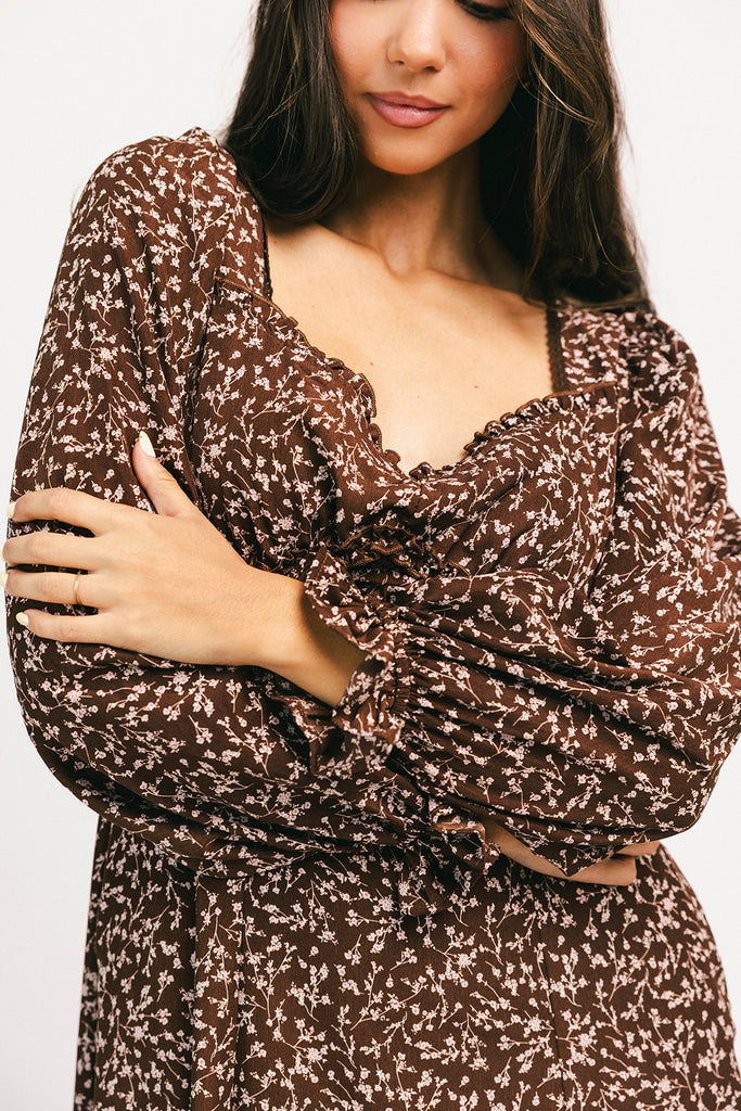 sweet nothings maxi dress // brown