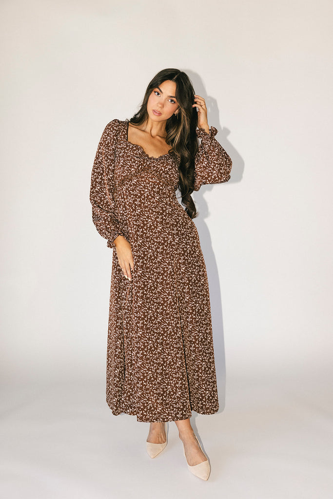 sweet nothings maxi dress // brown