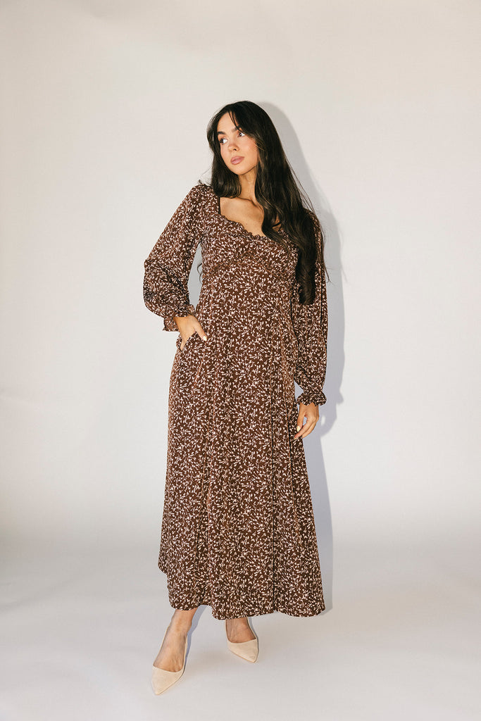 sweet nothings maxi dress // brown