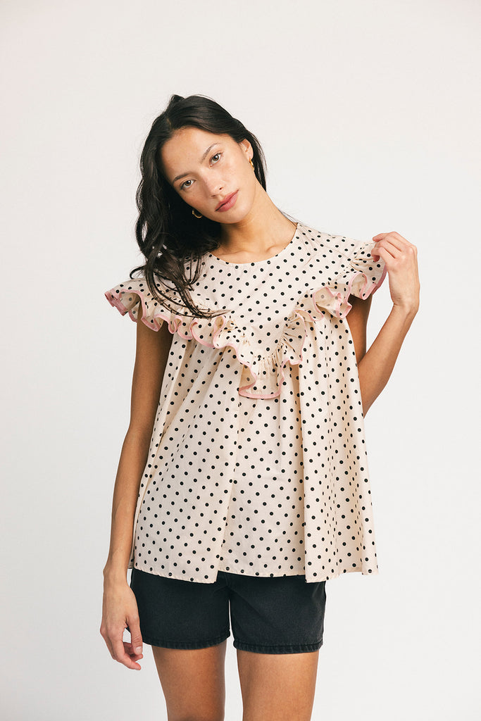 blondie ruffle top // polka dot *zoco exclusive*