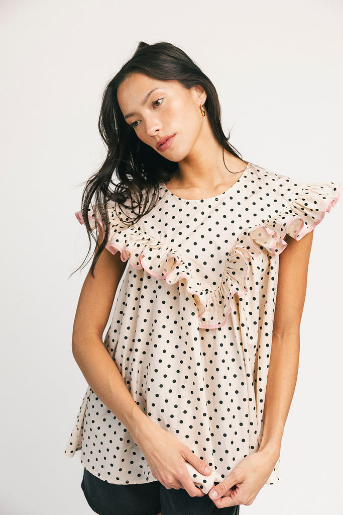 blondie ruffle top // polka dot *zoco exclusive*