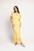 butter yellow crochet maxi dress with a chic cape overlay. the perfect spring + summer dress for weddings, bridal showers, + garden parties.
