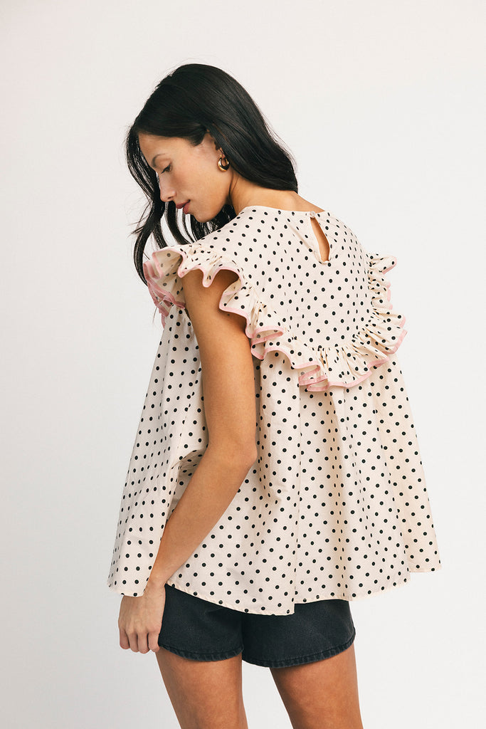 blondie ruffle top // polka dot *zoco exclusive*