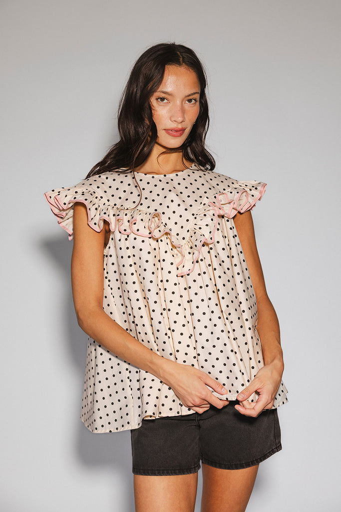 blondie ruffle top // polka dot *zoco exclusive*