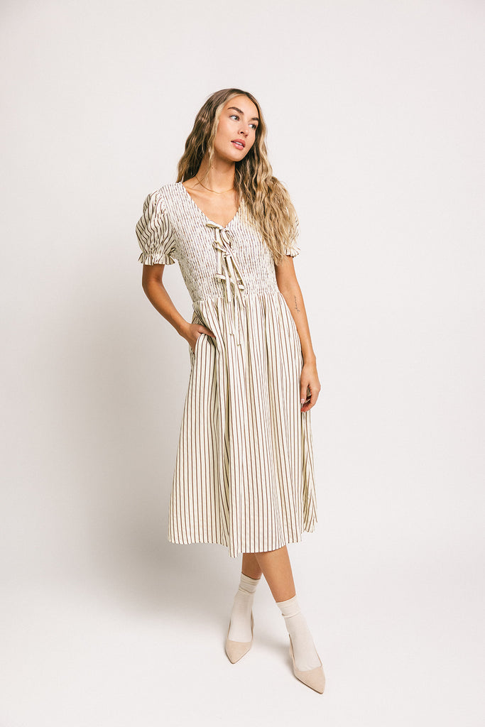 penelope striped midi dress
