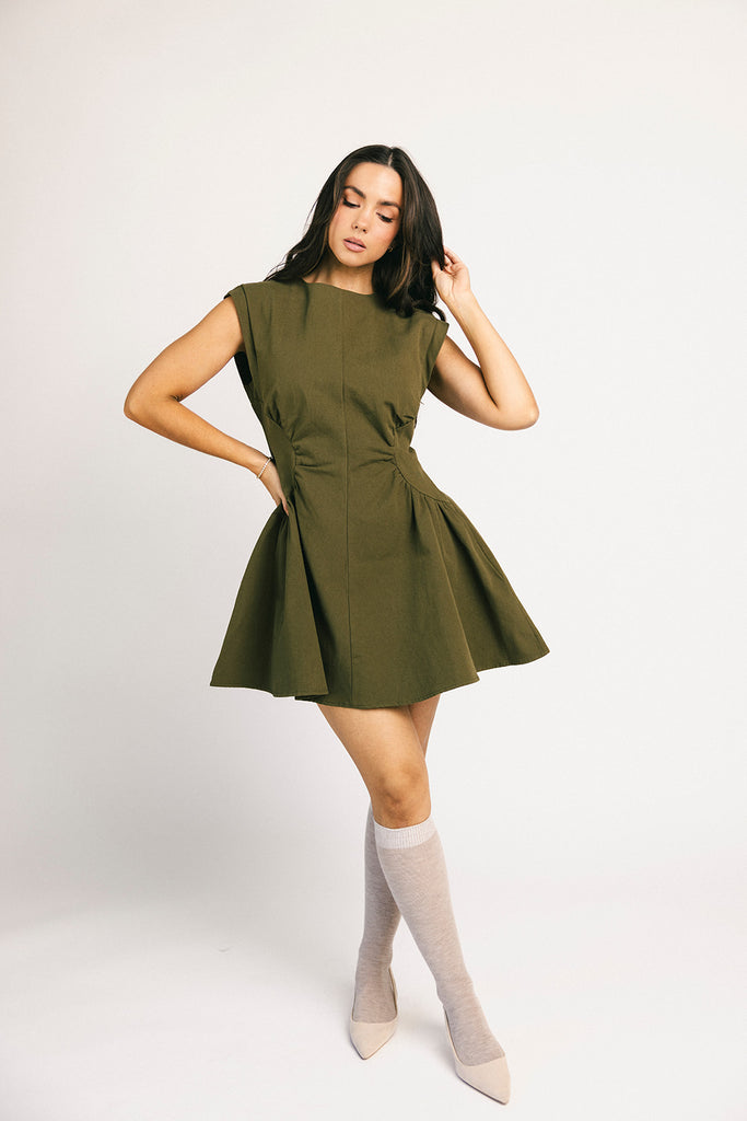 have a seat mini dress // green