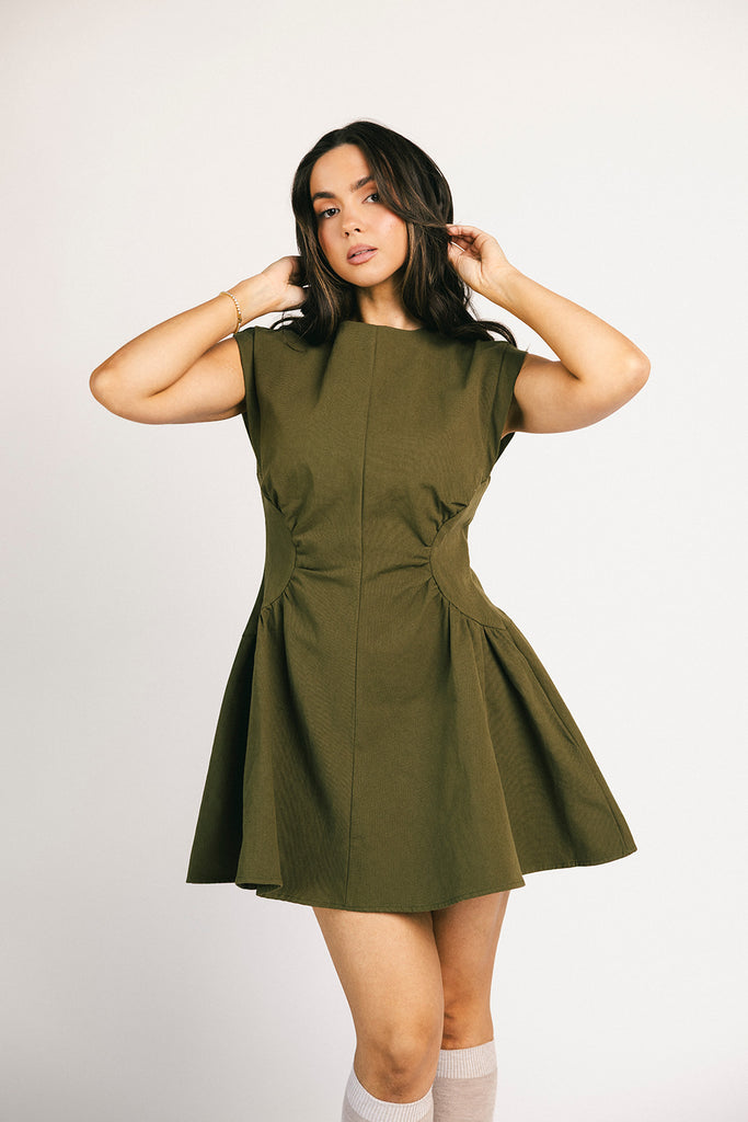 have a seat mini dress // green