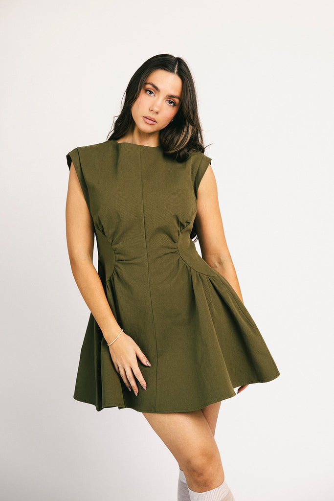 have a seat mini dress // green