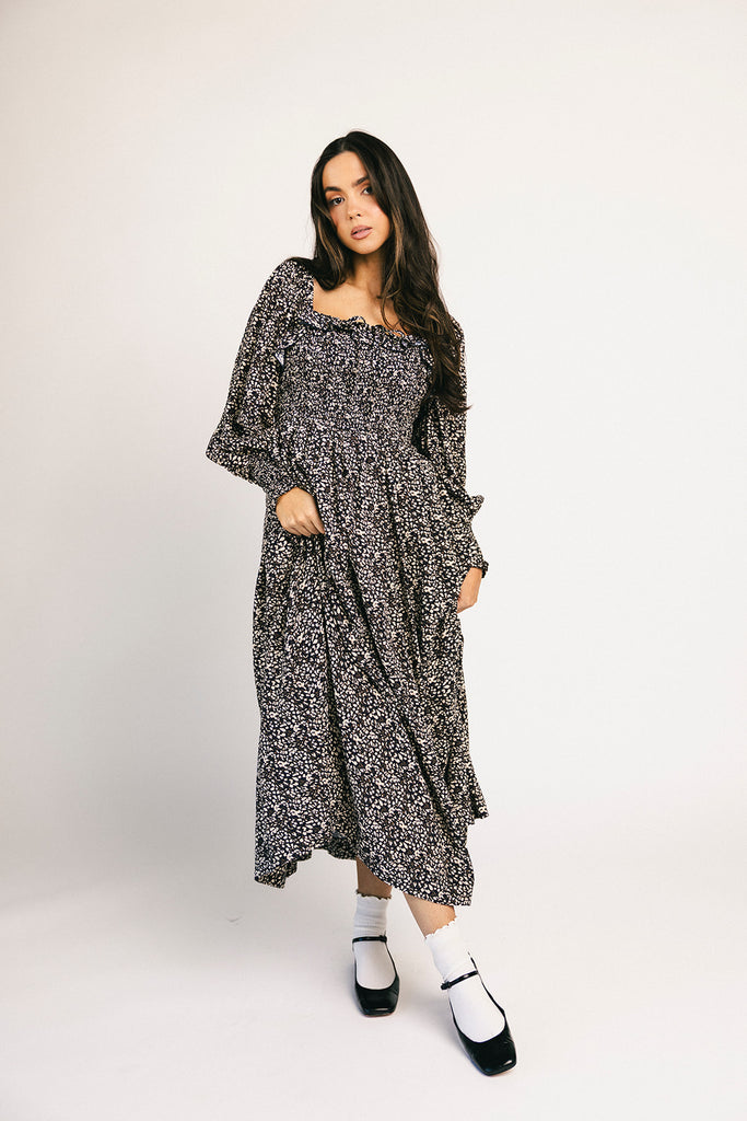 oui oui midi dress // black