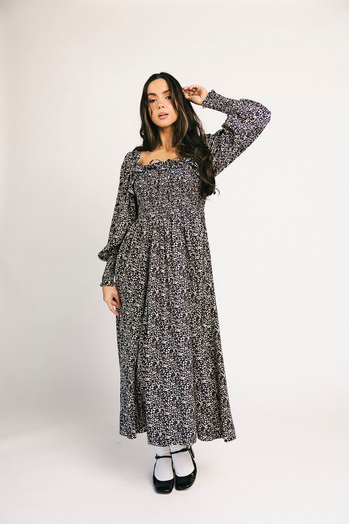 oui oui midi dress // black