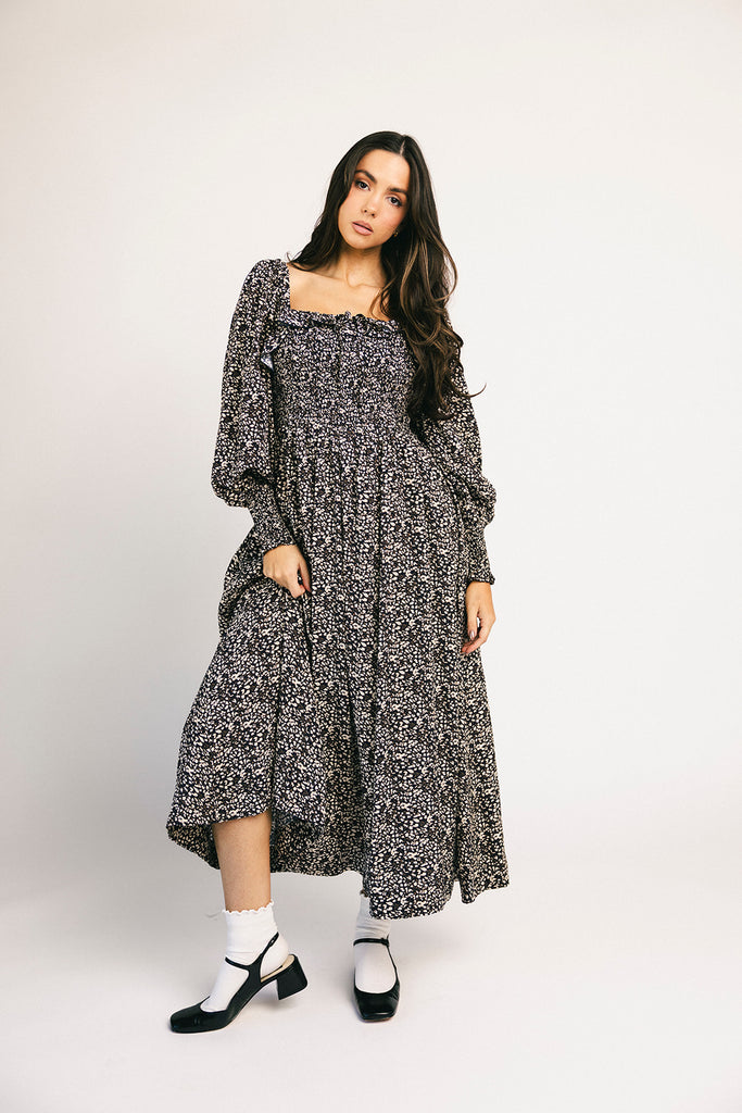 oui oui midi dress // black