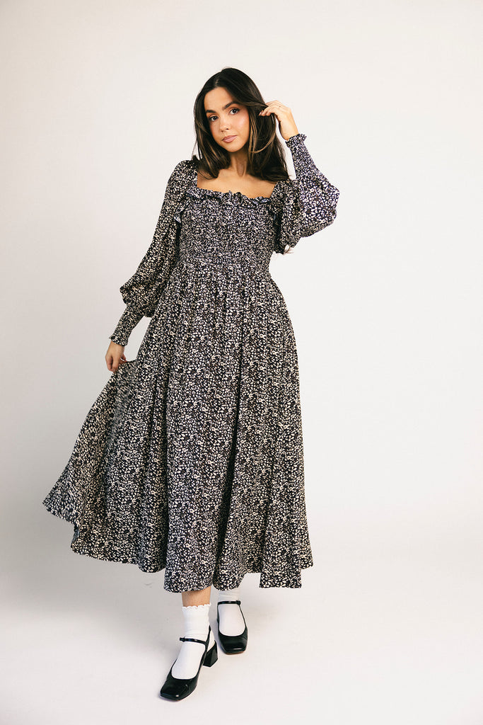 oui oui midi dress // black