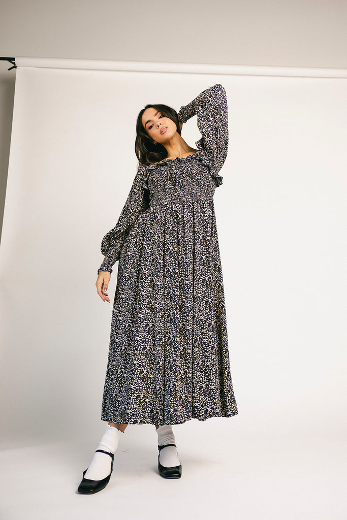 oui oui midi dress // black