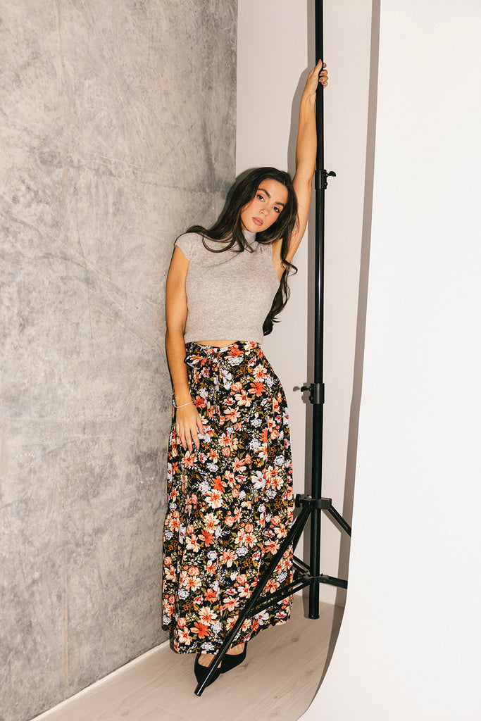 hillary floral maxi skirt