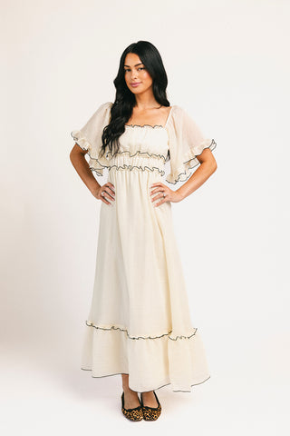 gala midi dress // blue fruit floral *zoco exclusive*