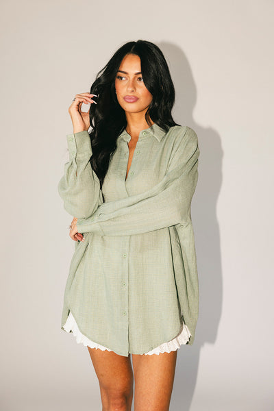 wendy button up // green