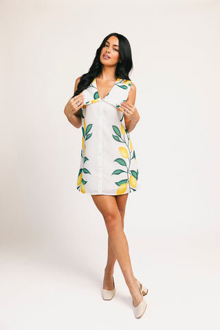 gala midi dress // blue fruit floral *zoco exclusive*