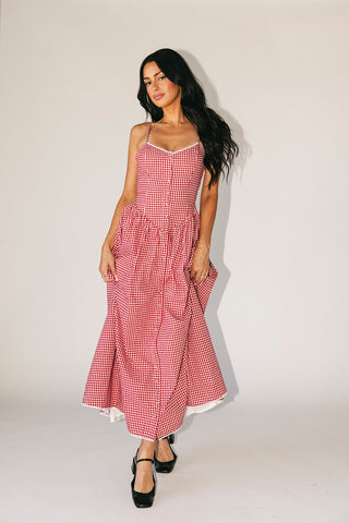gala midi dress // blue fruit floral *zoco exclusive*