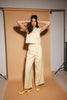 butter yellow pant set with a cropped button up tank + high waisted trousers. the perfect elevated set for the office + everyday wear. 
