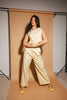 butter yellow pant set with a cropped button up tank + high waisted trousers. the perfect elevated set for the office + everyday wear. 
