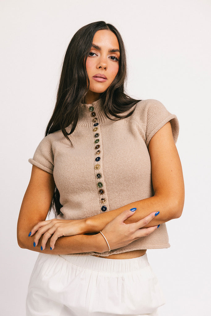 ciera button sweater // oat *zoco exclusive*