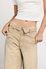 low rise wide leg denim with a folded waistband + distressed details. the perfect y2k-inspired bottoms for date nights + casual wear. 

