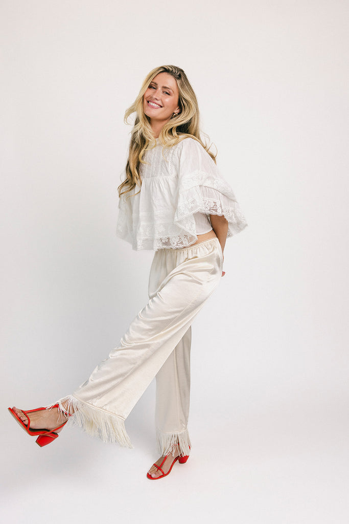 sahara fringe pants // champagne *zoco exclusive*