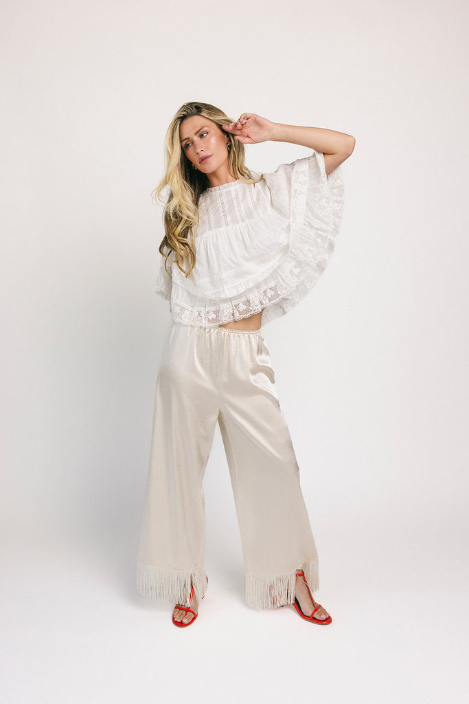 sahara fringe pants // champagne *zoco exclusive*