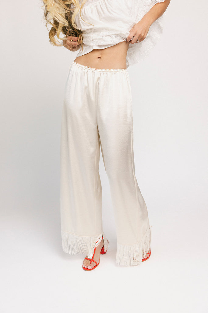 sahara fringe pants // champagne *zoco exclusive*
