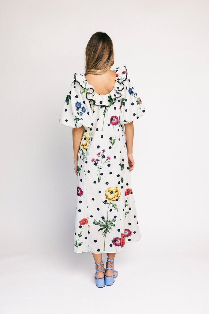 good luck puff sleeve dress // polka dot floral *zoco exclusive*