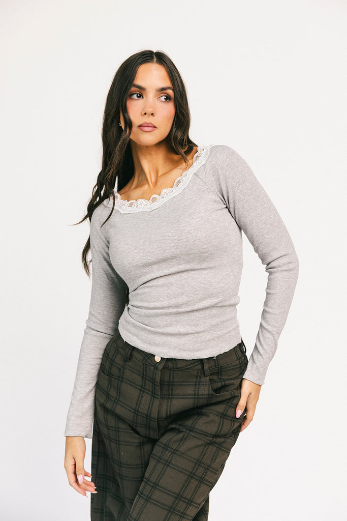 shannon lace top // grey