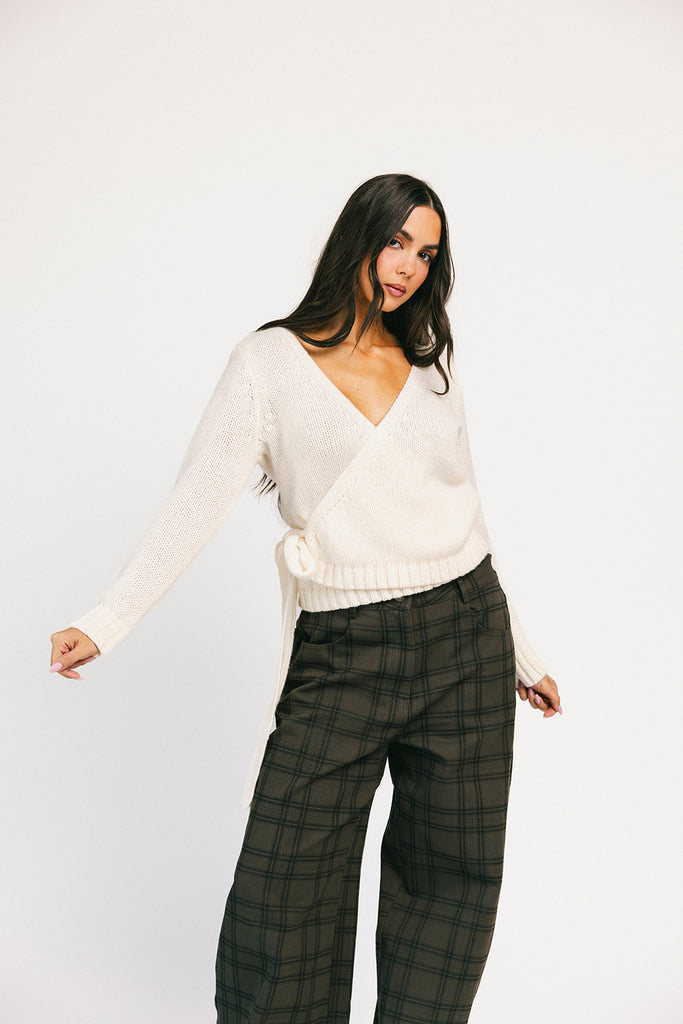 fallon wrap sweater // cream *zoco exclusive*