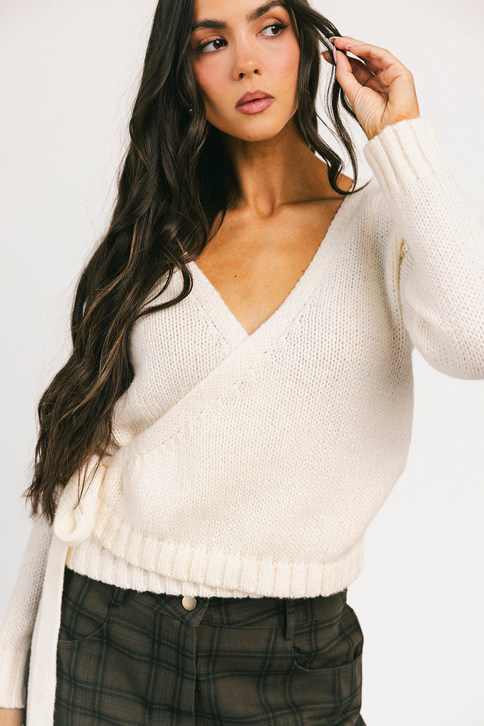 fallon wrap sweater // cream *zoco exclusive*