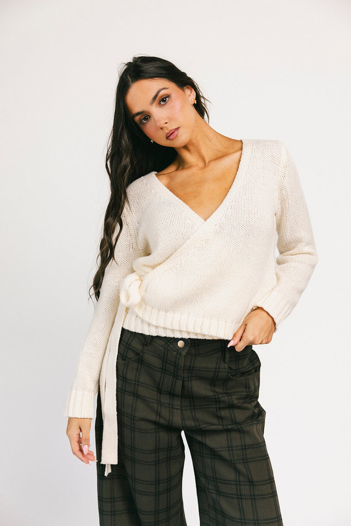 fallon wrap sweater // cream *zoco exclusive*
