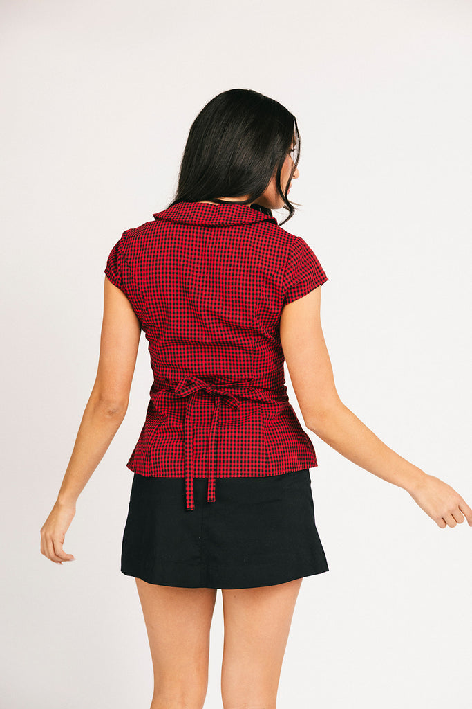 polly gingham button top