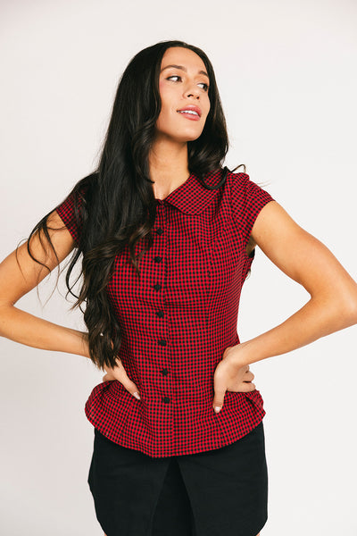 polly gingham button top