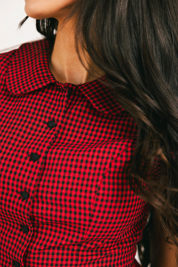 polly gingham button top