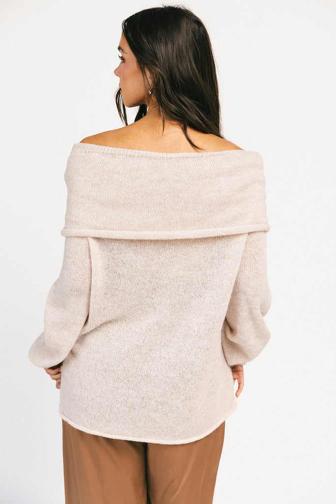 monroe cold shoulder sweater // oatmeal *zoco exclusive*